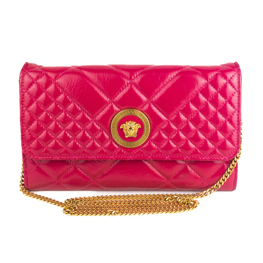 Versace Quilted Patent crossbody chain bag