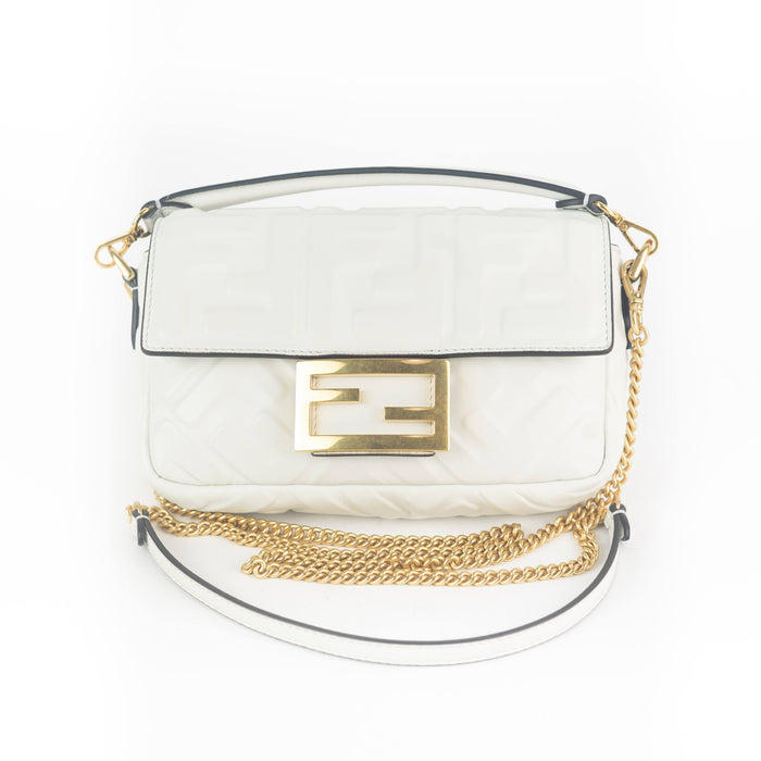 Fendi Leather Baguette Bag in White