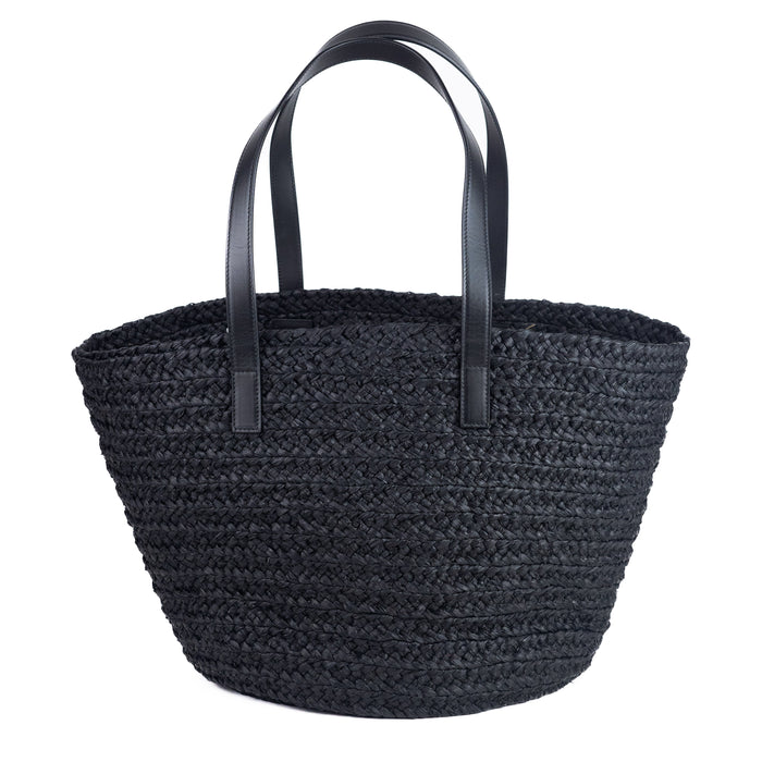 Saint Laurent Basket Raffia Tote Bag in Black