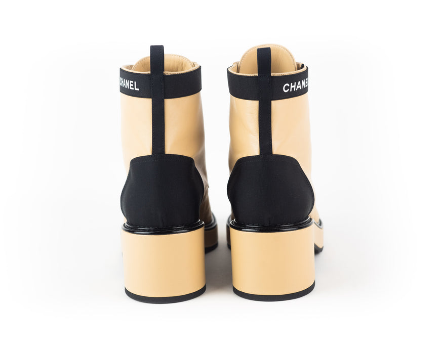 Chanel Pearl Embellished Leather Lace-Ups