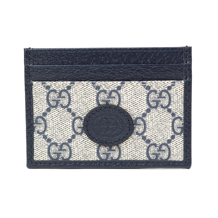 Gucci GG card case in beige and blue