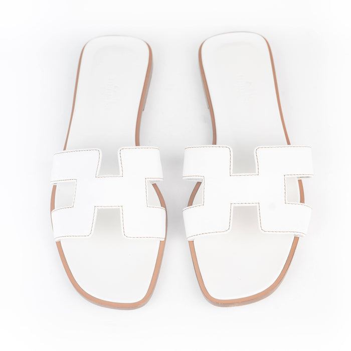 Hermes Oran Sandals in White