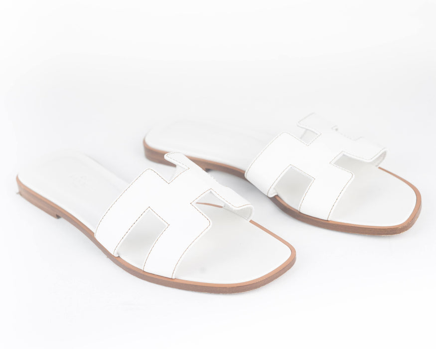 Hermes Oran Sandals in White