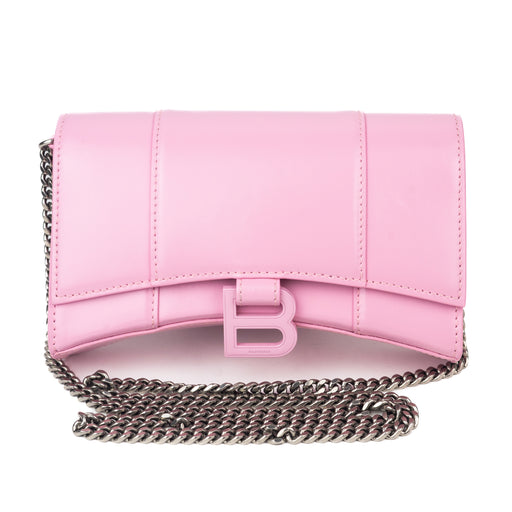 Balenciaga Hourglass Wallet with Chain pink