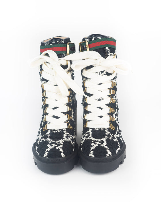 Gucci GG Tweed Ankle Boots
