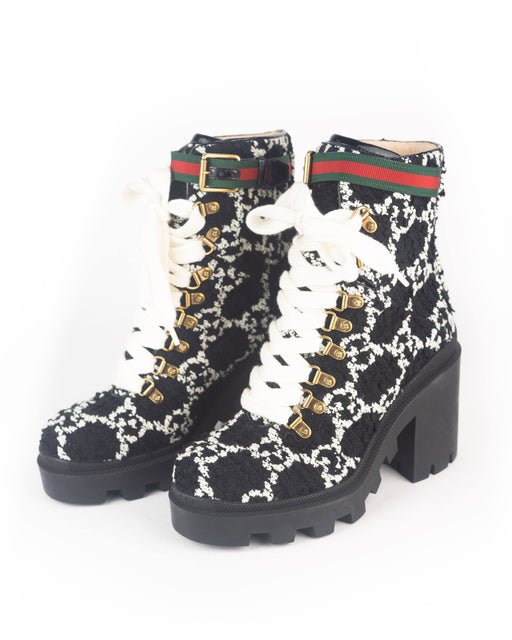 Gucci GG Tweed Ankle Boots