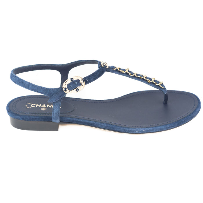 Chanel Suede Thong Sandals