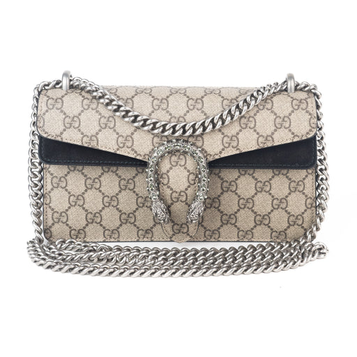 Gucci Dionysus GG Supreme Small Shoulder Bag with Black Suede