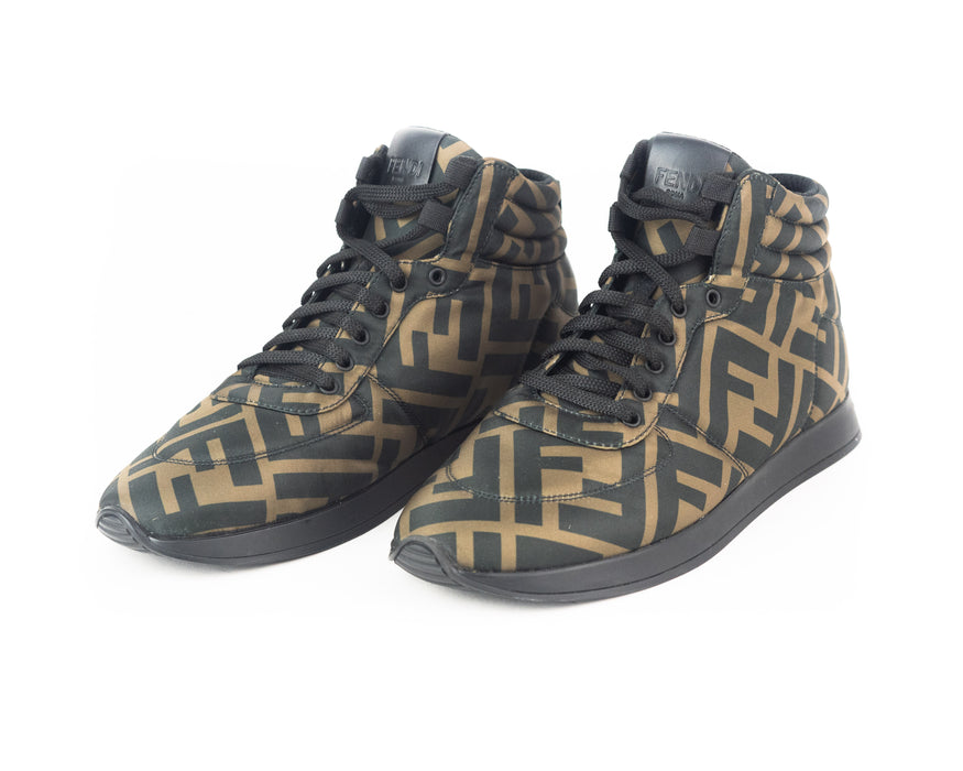 Fendi FF Nylon Hightop Sneakers