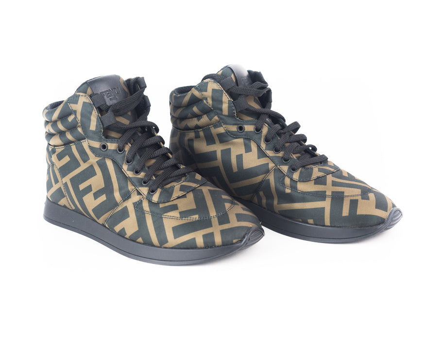 Fendi FF Nylon Hightop Sneakers