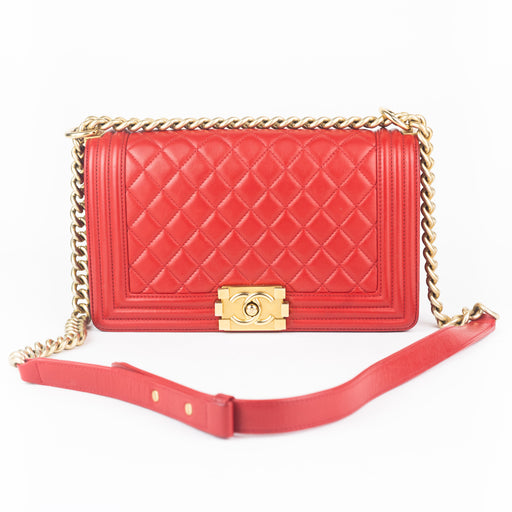 Chanel Caviar Medium Boy Bag in Red