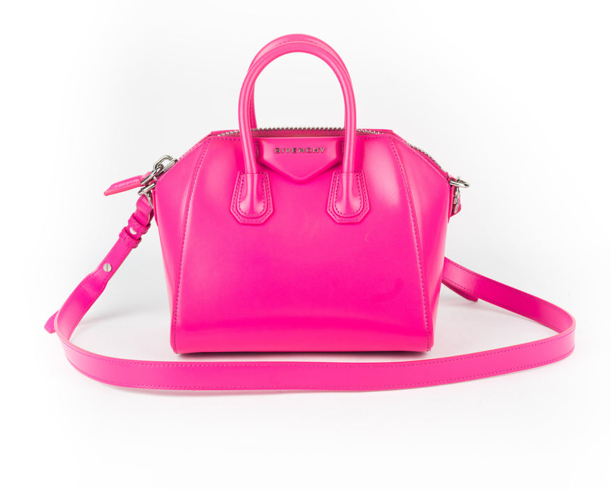Givenchy Mini Antigona Bag in Hot Pink Smooth Leather