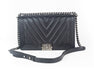 Chanel Chevron Large Boy Bag in Black