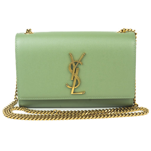 Saint Laurent Small Kate Chain bag in Grain De Poudre Light Sage