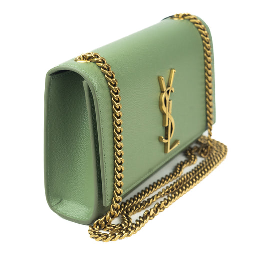 Saint Laurent Small Kate Chain bag in Grain De Poudre Light Sage