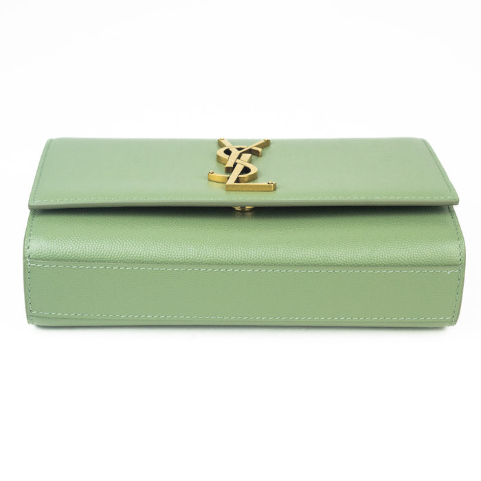Saint Laurent Small Kate Chain bag in Grain De Poudre Light Sage