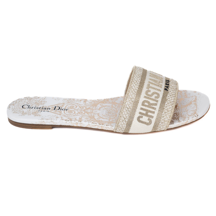 Dior Dway Slides white and gold