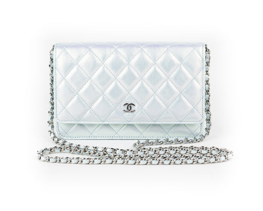 Chanel Classic Wallet on Chain in Iridescent Blue