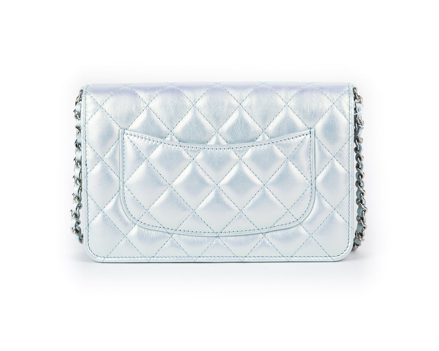 Chanel Classic Wallet on Chain in Iridescent Blue