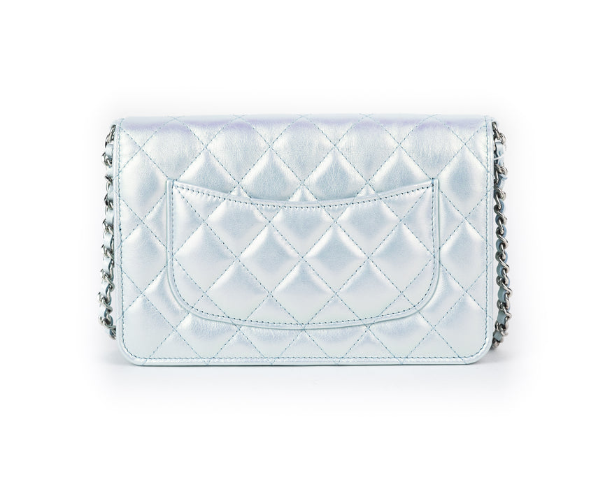 Chanel Classic Wallet on Chain in Iridescent Blue