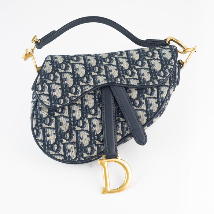 Dior Blue Oblique Jacquard Mini Saddle Bag