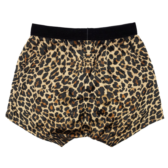 Tom Ford Velvet-trimmed leopard print silk blend satin shorts