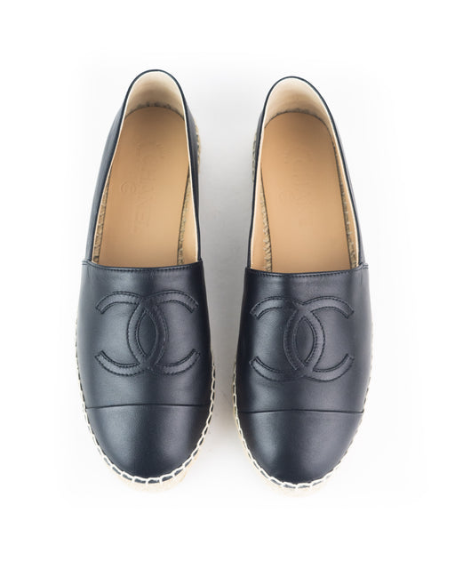 Chanel Lambskin CC Espadrilles Black