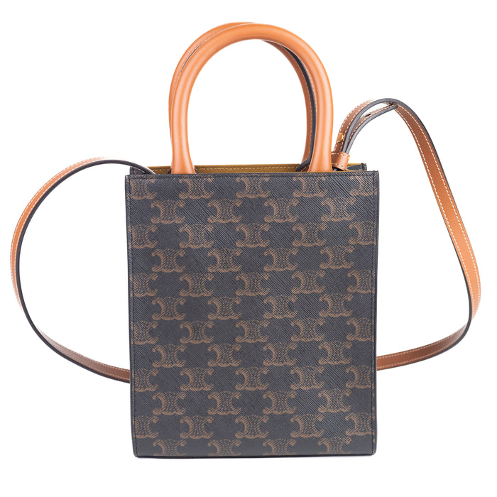 Celine Mini Vertical Cabas in Triomphe Canvas and Calfskin