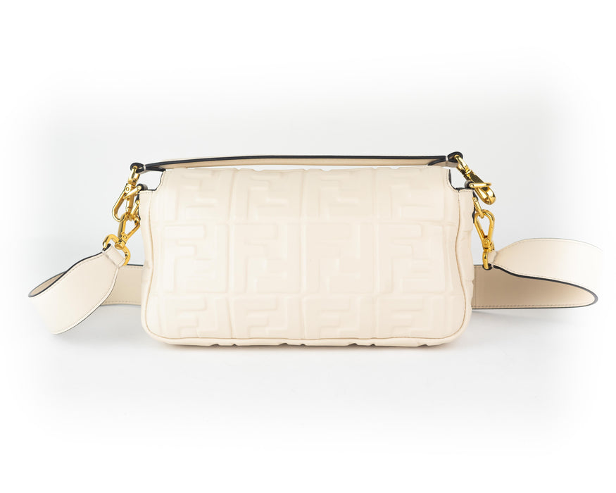 Fendi Nappa FF Baguette in White Leather