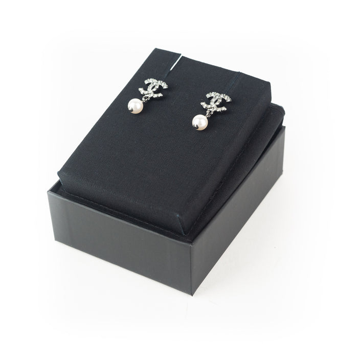 Chanel Ruthenium and Crystal Pearly White Earrings