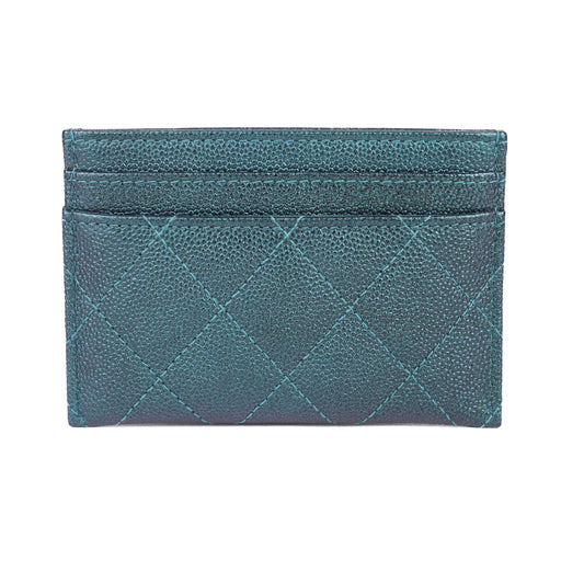 Chanel Caviar Quilted Card Holder Dark Turquoise