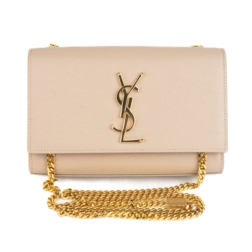 Saint Laurent Small Kate Chain bag in Grain De Poudre Dark Beige