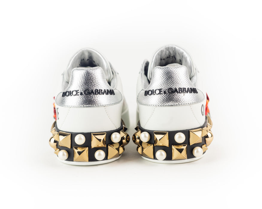 Dolce & Gabbana Portofino Sneakers with Geranium Flower Application