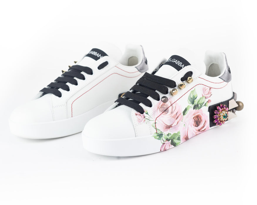 Dolce & Gabbana Portofino Sneakers with Flower Application