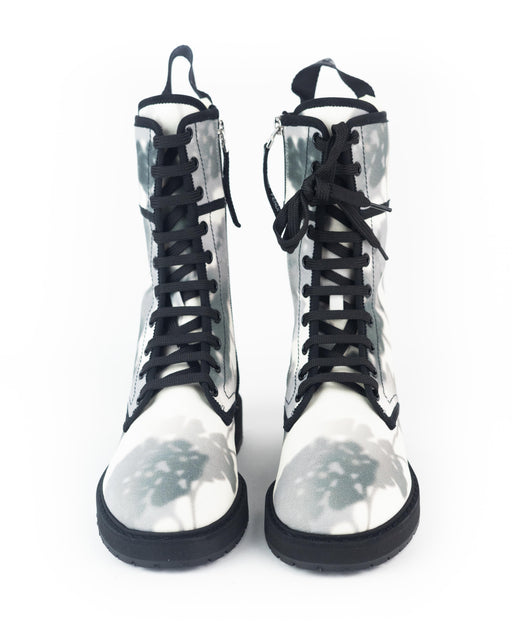 Fendi Signature Grey Canvas Biker Boots