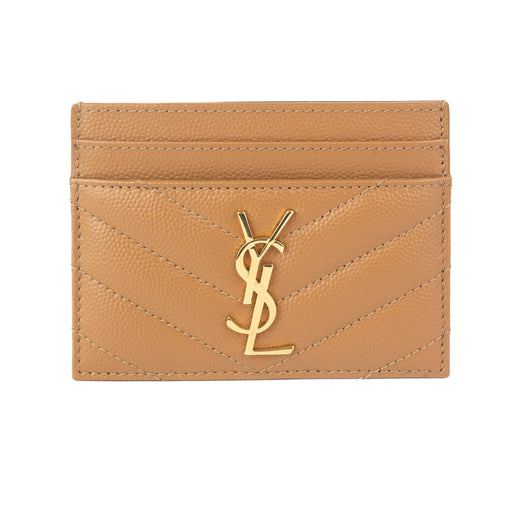 Saint Laurent Monogram Card Case Dark Natural