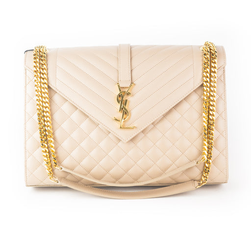 Saint Laurent Large Tri- Quilt Leather nude Envelope Bag