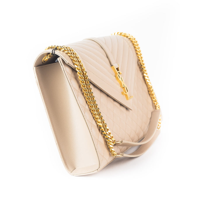 Saint Laurent Large Tri- Quilt Leather nude Envelope Bag