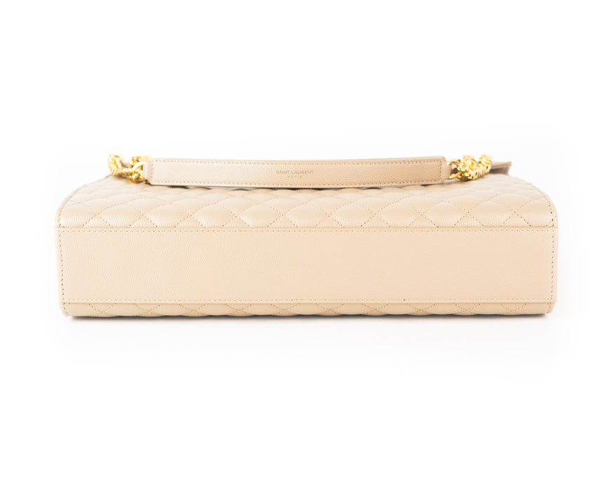 Saint Laurent Large Tri- Quilt Leather nude Envelope Bag