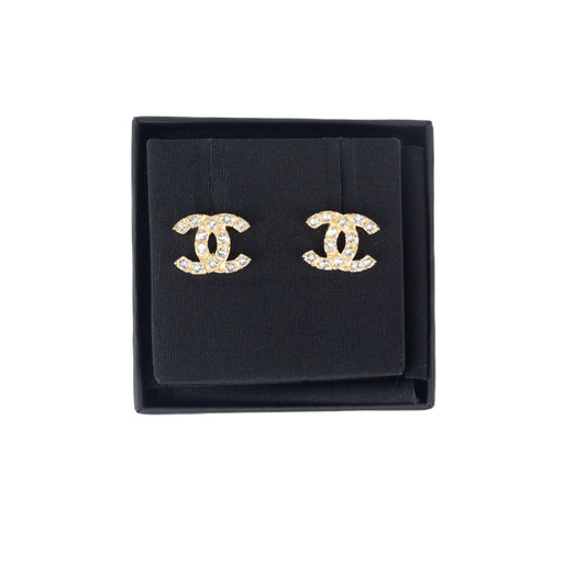 Chanel CC Gold and Crystal Earrings