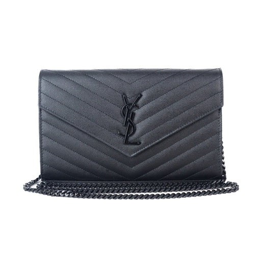 Saint Laurent Monogram Wallet on Chain in all Black