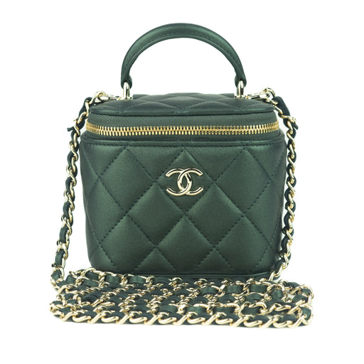 Chanel Small Vanity With Chain in Iridescent dark green