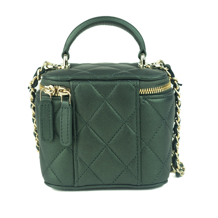 Chanel Small Vanity With Chain in Iridescent dark green
