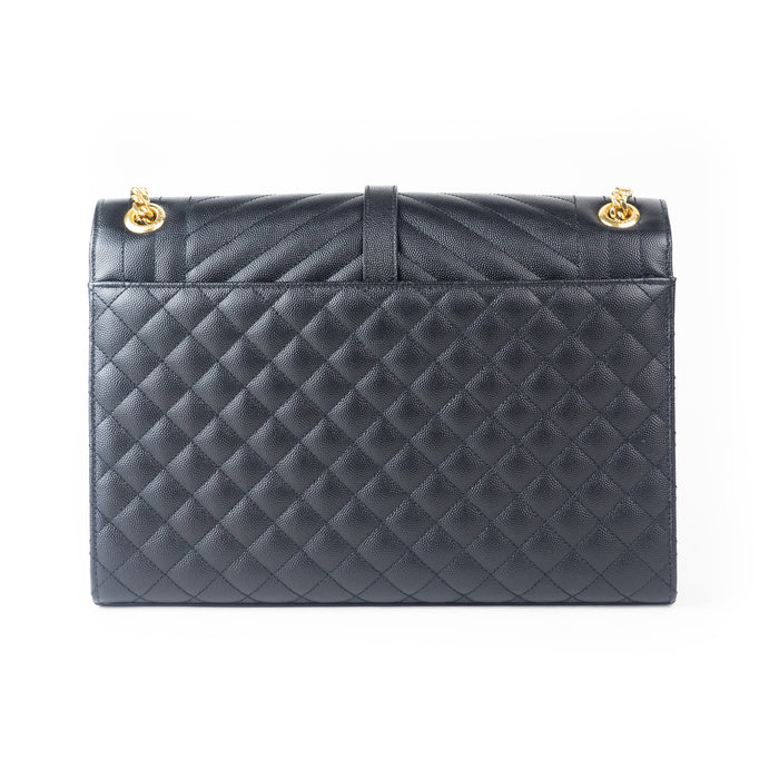 Saint Laurent Large Tri- Quilt Leather Black Envelope Bag
