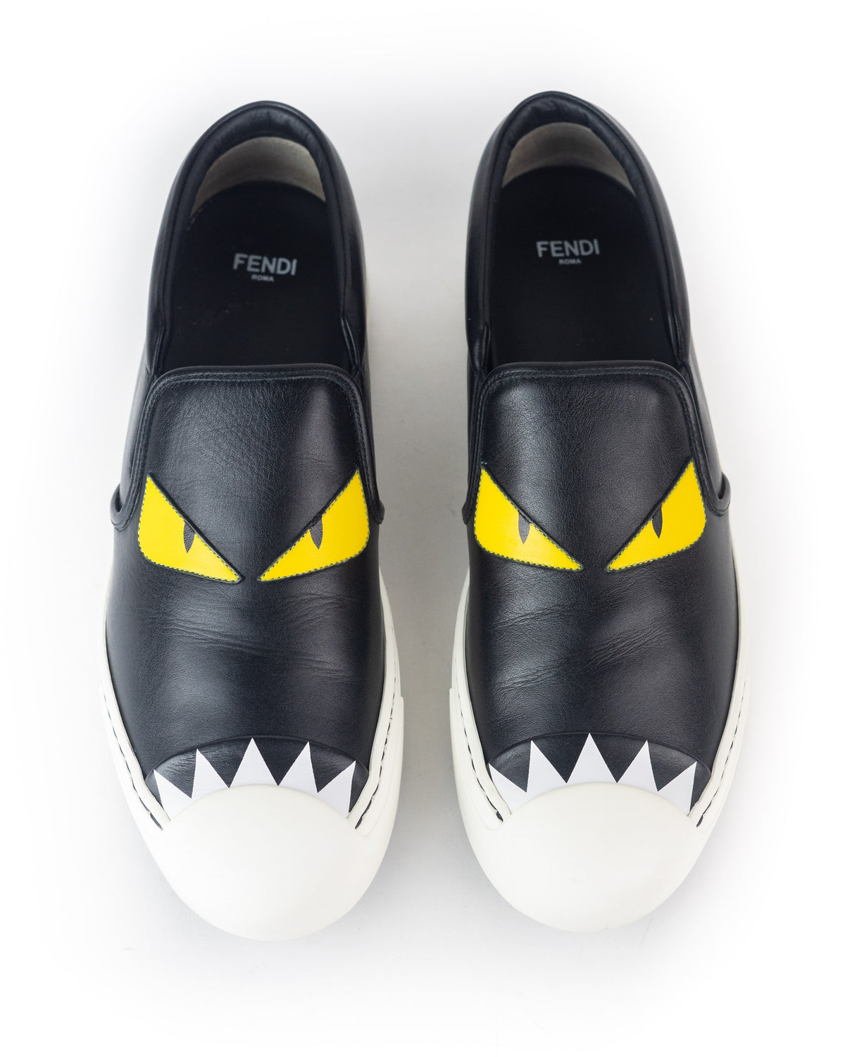 (N7) Fendi Monster leather slip-on sneakers, size 37, men\'s one shoe, right shoe luxury-men-fendi-used-shoes-  main image 2