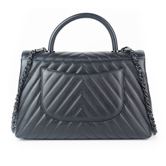 Chanel Medium Chevron Coco Top Handle Bag
