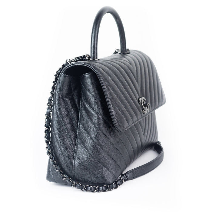 Chanel Medium Chevron Coco Top Handle Bag