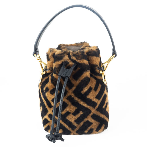 Fendi Mon Tresor Mini Bucket Bag in Brown Sheepskin