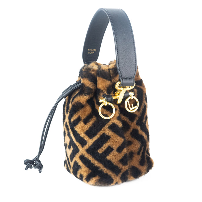 Fendi Mon Tresor Mini Bucket Bag in Brown Sheepskin