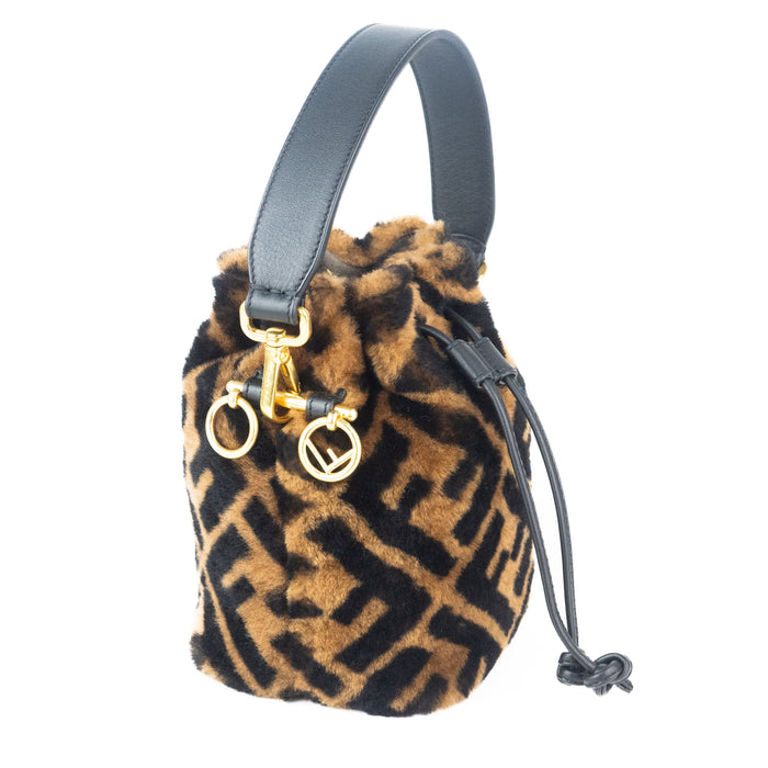 Fendi Mon Tresor Mini Bucket Bag in Brown Sheepskin